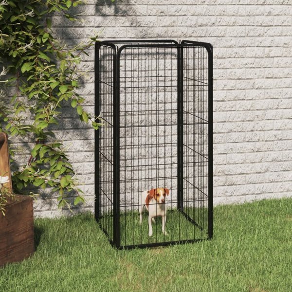 vidaXL vidaXL Kojec dla psa, 4 panele, czarny, 50x100 cm, stalowy