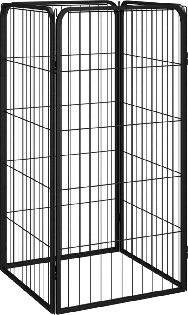 vidaXL vidaXL Kojec dla psa, 4 panele, czarny, 50x100 cm, stalowy