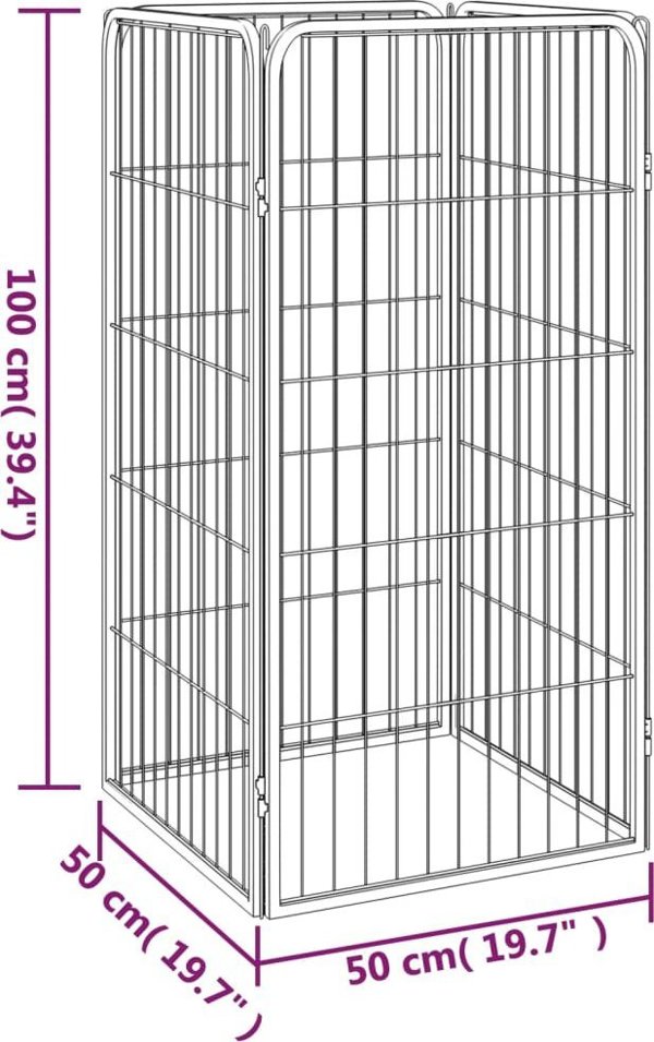vidaXL vidaXL Kojec dla psa, 4 panele, czarny, 50x100 cm, stalowy