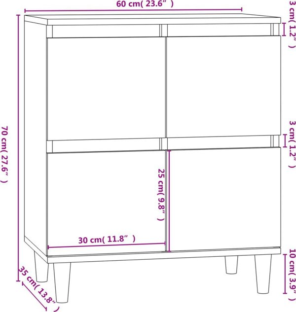 vidaXL Συρταριέρα, λευκή, 60x35x70 εκ., ξύλινο υλικό
