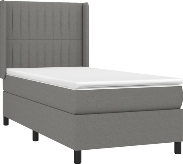 vidaXL Κρεβάτι continental με στρώμα γκρι σκούρο 90x200 εκ