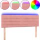 vidaXL Κεφαλάρι για κρεβάτι με LED, ροζ, 144x5x78/88 cm, βελούδο