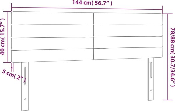 vidaXL Κεφαλάρι για κρεβάτι με LED, ροζ, 144x5x78/88 cm, βελούδο
