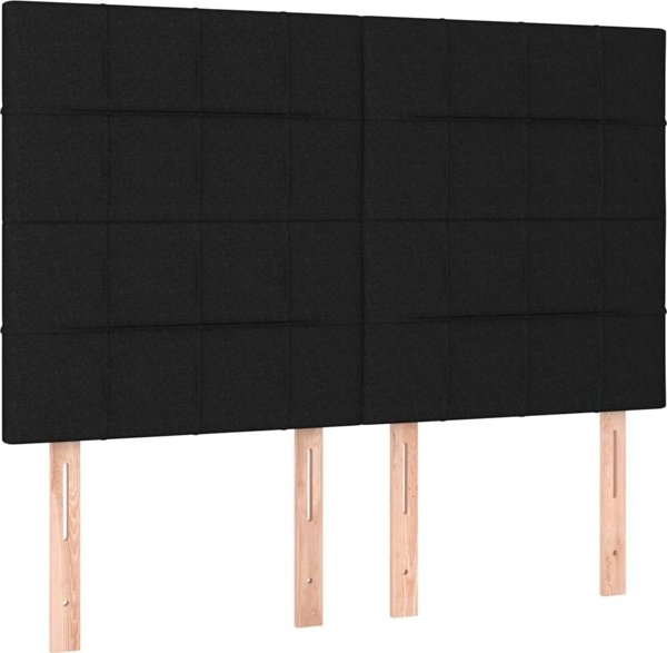 vidaXL Κρεβάτι continental με στρώμα, 140x200 cm, μαύρο ύφασμα