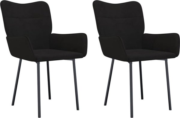 vidaXL Σετ 2 τραπεζάκια καρέκλες, μαύρα, με επένδυση από βελούδο