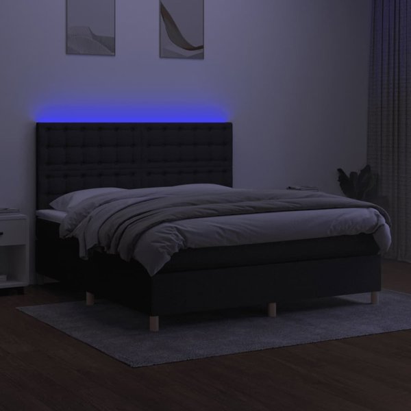 vidaXL vidaXL κρεβάτι κοντινεντάλ με στρώμα, μαύρο, 160x200 cm, ύφασμα