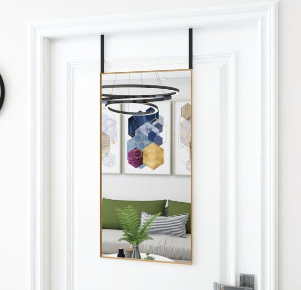 vidaXL Καθρέφτης πόρτας, χρυσός, 40x80 εκ., γυαλί και αλουμίνιο