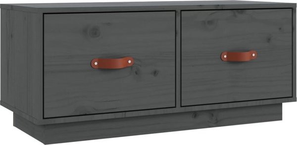 vidaXL Szafka pod TV, szara, 80x34x35 cm, lite drewno sosnowe