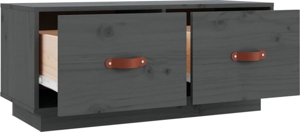 vidaXL Szafka pod TV, szara, 80x34x35 cm, lite drewno sosnowe