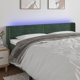 vidaXL Πλάτη κρεβατιού με LED, σκούρο πράσινο, 183x16x78/88cm, βελούδο