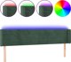 vidaXL Πλάτη κρεβατιού με LED, σκούρο πράσινο, 183x16x78/88cm, βελούδο