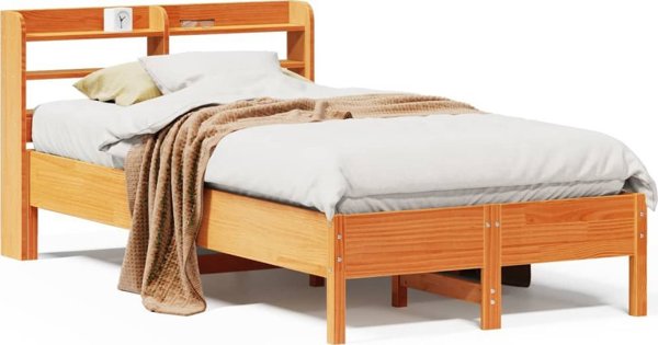 vidaXL Rama lozka χωρίς στρώμα, κεχριμπαρένιο καφέ 75x190 εκ., πεύκο