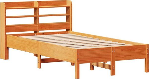 vidaXL Rama lozka χωρίς στρώμα, κεχριμπαρένιο καφέ 75x190 εκ., πεύκο