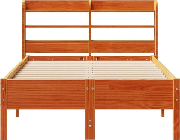 vidaXL Rama lozka χωρίς στρώμα, κεχριμπαρένιο καφέ 75x190 εκ., πεύκο