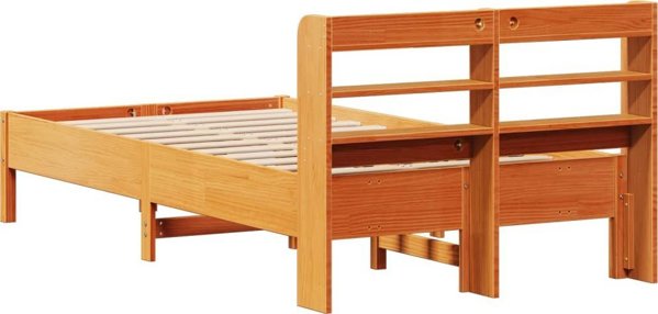 vidaXL Rama lozka χωρίς στρώμα, κεχριμπαρένιο καφέ 75x190 εκ., πεύκο
