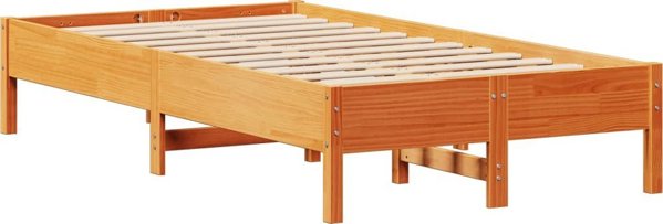 vidaXL Rama lozka χωρίς στρώμα, κεχριμπαρένιο καφέ 75x190 εκ., πεύκο