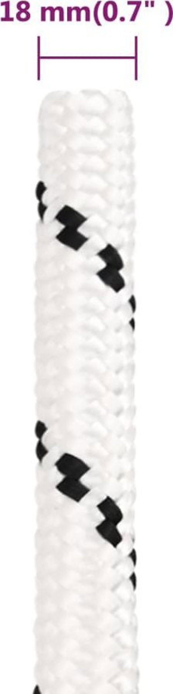 vidaXL Πλεγμένο ναυτικό σχοινί, λευκό, 18 mm x 25 m, πολυεστέρας