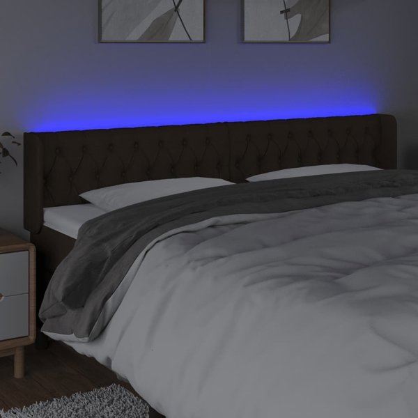 vidaXL Ζαγλώκ κρεβατιού με LED, σκούρο καφέ, 203x16x78/88 cm, ύφασμα