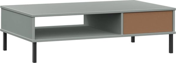 vidaXL Stolik kawowy OSLO, metalowe nozki, szary, drewno sosnowe