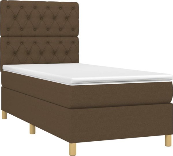 vidaXL Κρεβάτι continental με στρώμα, καφέ, 80x200 cm, ύφασμα