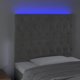vidaXL Zaglowek do lozkou me LED, fosforysmenos gkri, 90x7x118/128 cm, aksamit
