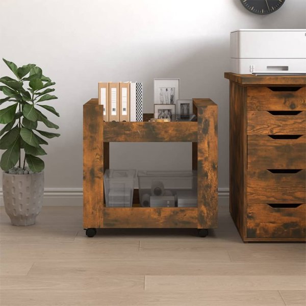 vidaXL Ράφι κάτω από γραφείο, καπνισμένο δρύς, 60x45x60 cm