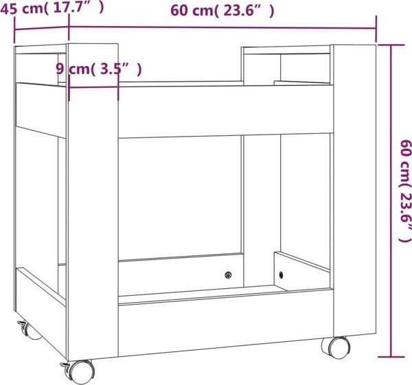 vidaXL Ράφι κάτω από γραφείο, καπνισμένο δρύς, 60x45x60 cm