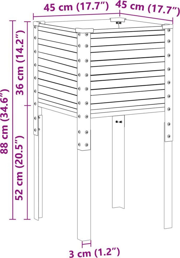 vidaXL vidaXL Donica ogrodowa, zielona, 45x45x88 cm, stal