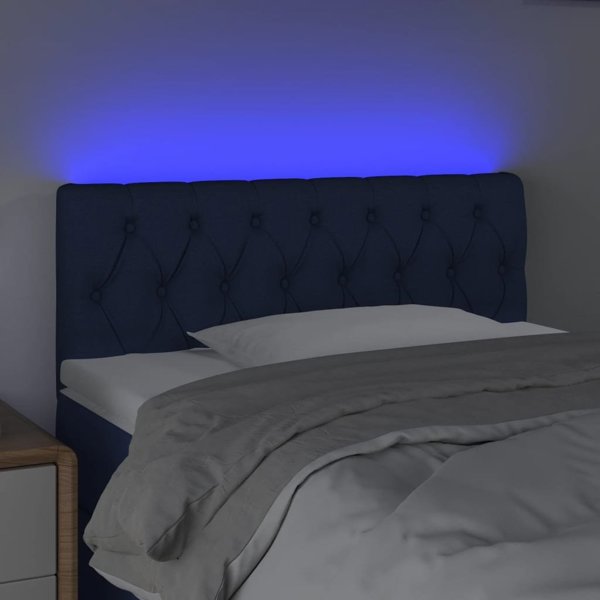 vidaXL Κεφαλάρι κρεβατιού με LED, μπλε, 100x7x78/88 εκ., ύφασμα
