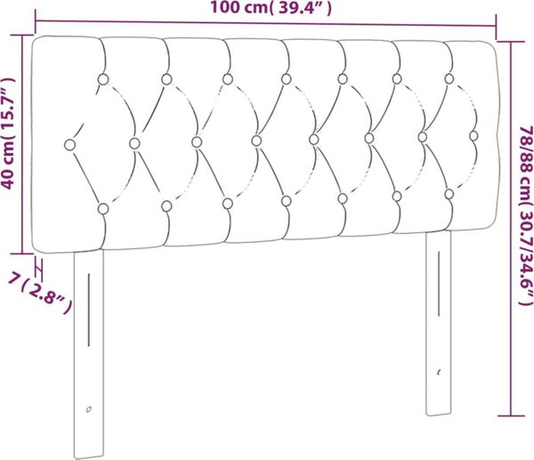 vidaXL Κεφαλάρι κρεβατιού με LED, μπλε, 100x7x78/88 εκ., ύφασμα
