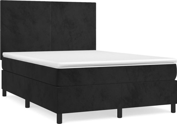 vidaXL Κρεβάτι Continental με Στρώμα, Μαύρο Βελούδινο, 140x190 cm