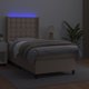 vidaXL Κρεβάτι Κοντινεντάλ με Στρώμα και LED, Καπουτσίνο Συνθετικό Δέρμα 90x200 cm