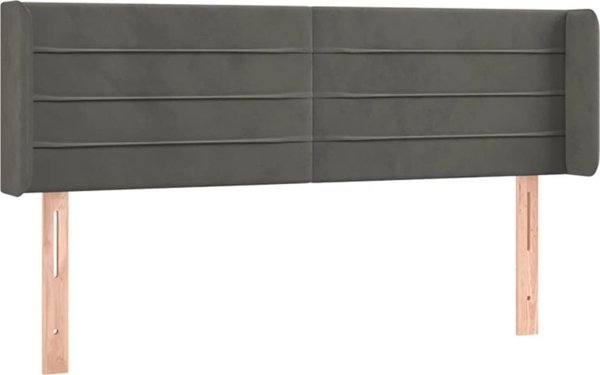 vidaXL Κεφαλάρι κρεβατιού με LED σκούρο γκρι 147x16x78/88 cm βελούδινο