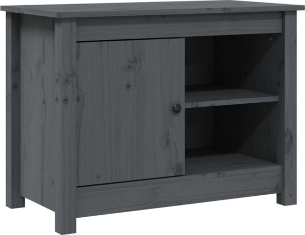 vidaXL Szafka pod telewizor, szara, 70x36,5x52 cm, lite drewno sosnowe