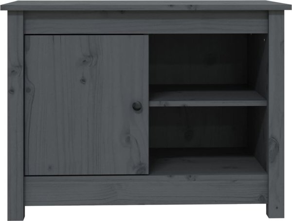 vidaXL Szafka pod telewizor, szara, 70x36,5x52 cm, lite drewno sosnowe