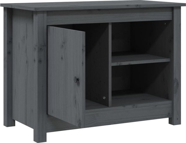 vidaXL Szafka pod telewizor, szara, 70x36,5x52 cm, lite drewno sosnowe