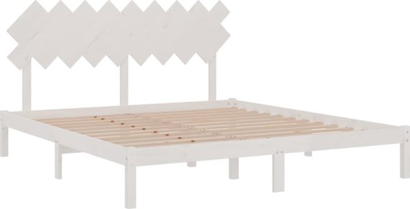 vidaXL Rama lozka, biala, 180x200 cm, Super King, lite drewno