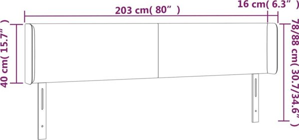 vidaXL Zagloypek uszak, roz, 203x16x78/88 cm, aksamit