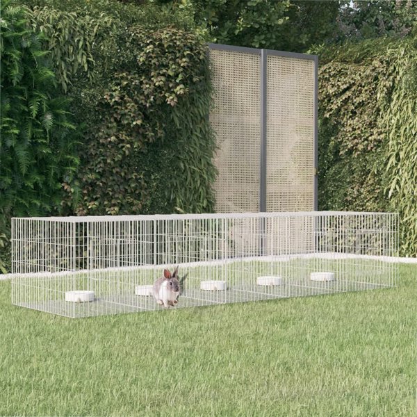 vidaXL Kleatka dla krolika, 5 paneli, 273x79x54cm, galwanizowane zelazo