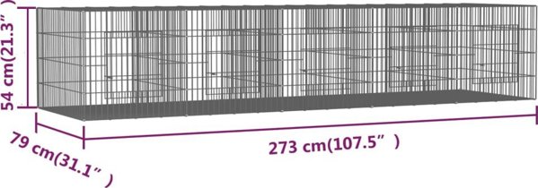 vidaXL Kleatka dla krolika, 5 paneli, 273x79x54cm, galwanizowane zelazo