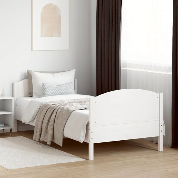 vidaXL Rama κρεβατιού χωρίς στρώμα, λευκή, 100x200 cm, μασίφ πεύκο