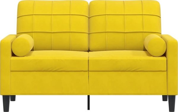 vidaXL 2-osobowa sofa zolty aksamit 120 cm z poduszkami