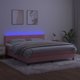 vidaXL Λουτζκο κοντινενταλ με στρώμα και LED, ροζ βελούδο 180x200 cm