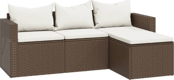vidaXL Σετ επίπλων κήπου, καφέ, rattan PE