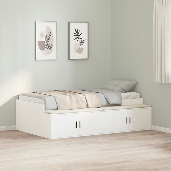 VidaXL Πλαίσιο Κρεβατιού 75x190 εκ., Λευκό, Στιβαρό Μεταλλικό Σκελετό