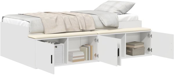 VidaXL Πλαίσιο Κρεβατιού 75x190 εκ., Λευκό, Στιβαρό Μεταλλικό Σκελετό