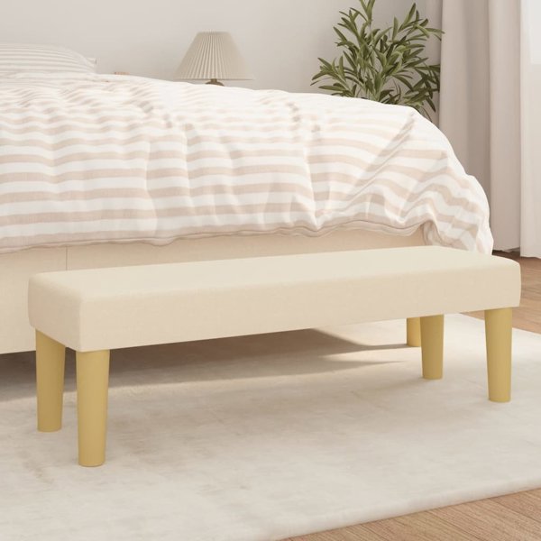 vidaXL Πάγκος, Εκρού, 100x30x30 cm, Επενδεδυμένος με Ύφασμα