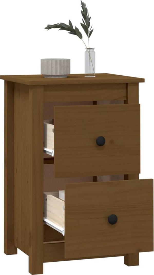 vidaXL Κομοδίνο, μελι καφέ, 40x35x61,5 εκ, μασίφ πεύκο