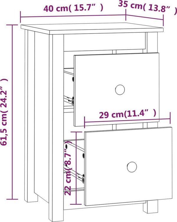 vidaXL Κομοδίνο, μελι καφέ, 40x35x61,5 εκ, μασίφ πεύκο