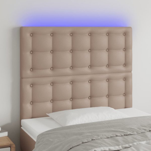vidaXL Zaglowek do lozka, cappuccino, 80x5x118/128 cm, sztuczna skora